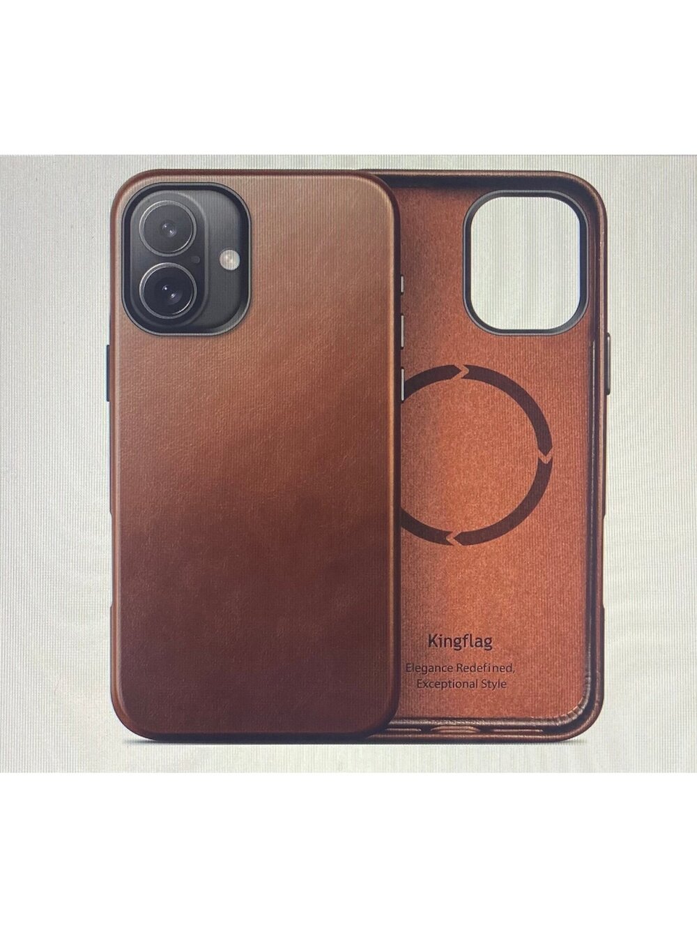 Kingflag Leather Case for iPhone 16 6.1” Rustic Brown